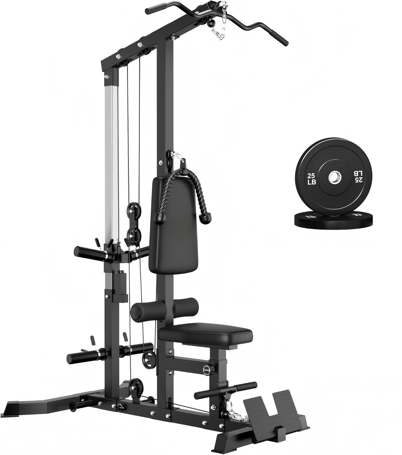 3 in 1 LAT Pulldown Machine, LAT Row Cable Machine with AB Crunch, LAT Tower with Cable Row Attachments, Pulley Stations for Home Gym