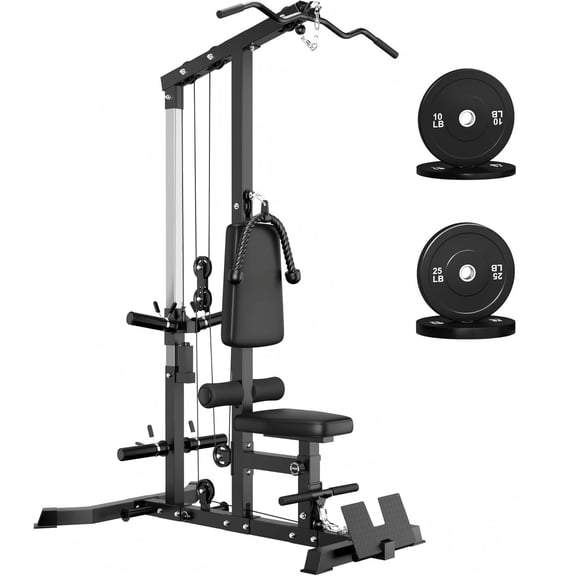 3 in 1 LAT Pulldown Machine, LAT Row Cable Machine with AB Crunch, LAT Tower with Cable Row Attachments, Pulley Stations for Home Gym