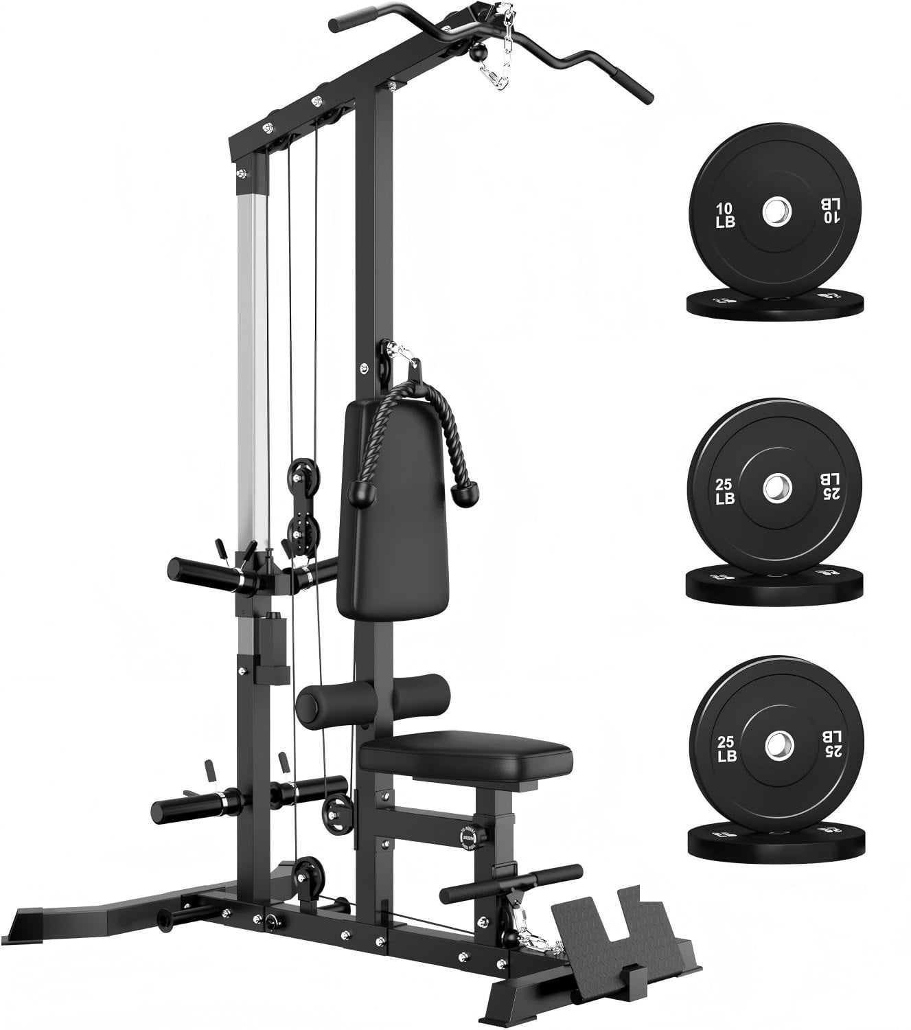 3 in 1 LAT Pulldown Machine, LAT Row Cable Machine with AB Crunch, LAT Tower with Cable Row Attachments, Pulley Stations for Home Gym