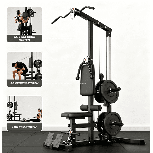 3 in 1 LAT Pulldown Machine, LAT Row Cable Machine with AB Crunch, LAT ...