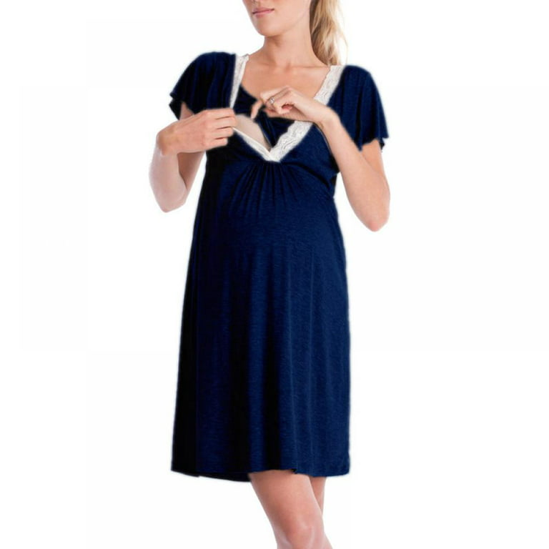 3 in 1 Labor/Delivery/Hospital Gown Maternity Dress Nursing Nightgown  Sleepwear for Breastfeeding S-XXL 