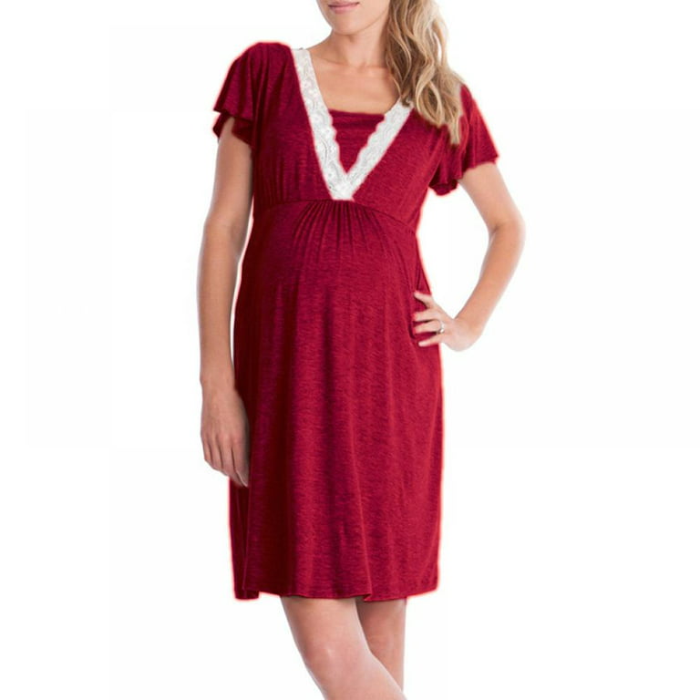 Pretty Comy Labor/Delivery/Hospital Gown Maternity Dress Nursing Nightgown  Sleepwear for Breastfeeding