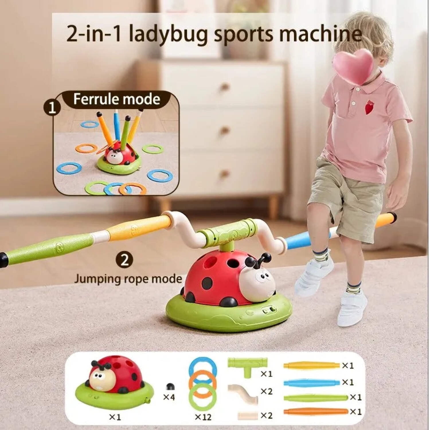 3 in 1 Ladybug Multifunction Exercise Machine Ferrule Jump