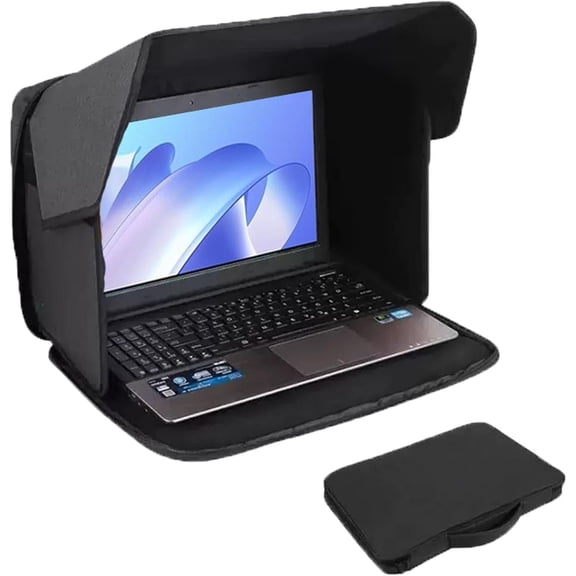 3-in-1 Laptop Case with Anti-Glare Sunshade, Laptop Sun Shade for Working Outside,Foldable Laptops Case Shield Cover 14'' - Blocks Sunlight