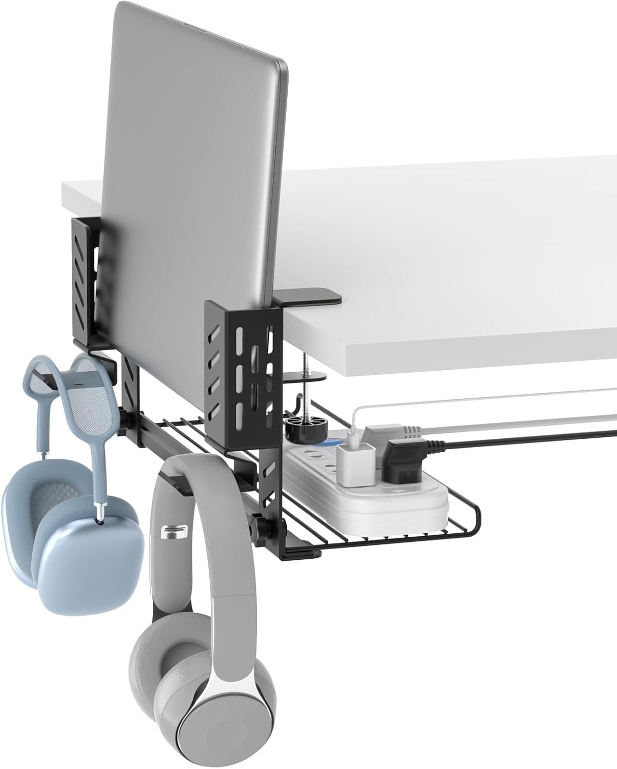 3-in-1 Laptop Stand Holder Storage, Adjustable Under Desk Cable ...