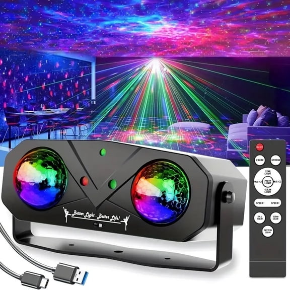 3-in-1 Laser Starry Sky Wave Projector, DJ Disco Party Light with Remote Control, Atmosphere Lamp for Bedroom, Party, Wedding, Holiday Decor, Ideal Valentine's Day, Easter, Christmas Gift