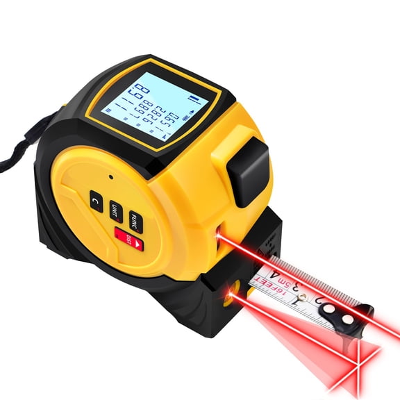 3-in-1 Laser Tape Measure, 196ft Laser Distance Meter with 16ft Steel Tape, Digital Measuring Tool with Area/Volume/Pythagorean Modes, Backlit LCD & 2mm Accuracy for Home Improvement
