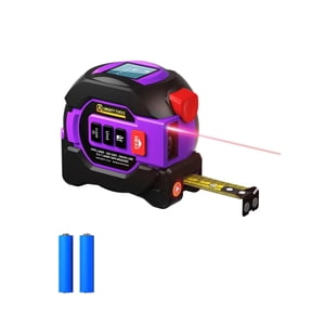 3-in-1 Laser Tape Measure, 197ft Laser Distance Meter with 16ft Physical Measure Tape and Cross Line Laser, Digital Measuring Tool with LCD Display, Magnetic Hook & Batteries Included