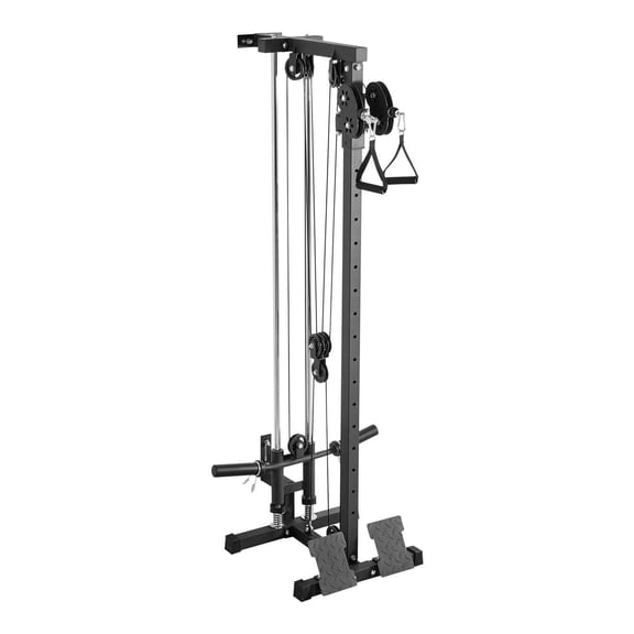 3 in 1 Lat Pull Down Row Cable Machine Wall Mount Home Gym 500 lbs Load 18 Level Height Adjustment for Full Body Single Arm Training