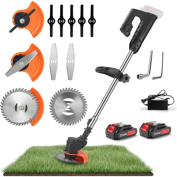 3-in-1 Lawn Mover Electric Grass Trimmer Cordless, 21V Weed Wacker with 2 Batteries, String Trimmer Edger Lawn Tool for Garden Lawn Yard Work