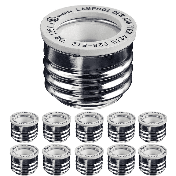 10 Pack E26/E27 to E12 Adapter, Standard Screw Base to Candelabra Base Socket Adapter Converter