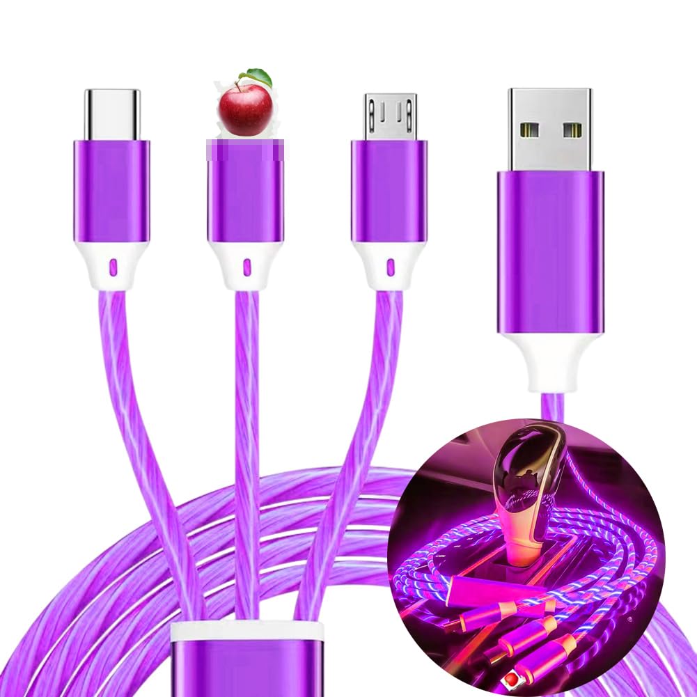 3 in 1 Light up Charging Cable,Multi LED Charging Cable,Light Up