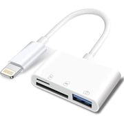 Lightning to SD & TF Card USB Camera Adapter for iPhone/iPad, 3 in 1 Card Reader USB Dongle for USB Flash Drive, Keyboard, Mouse, Hubs, MIDI, Micro SD TF Memory Card, Plug & Play