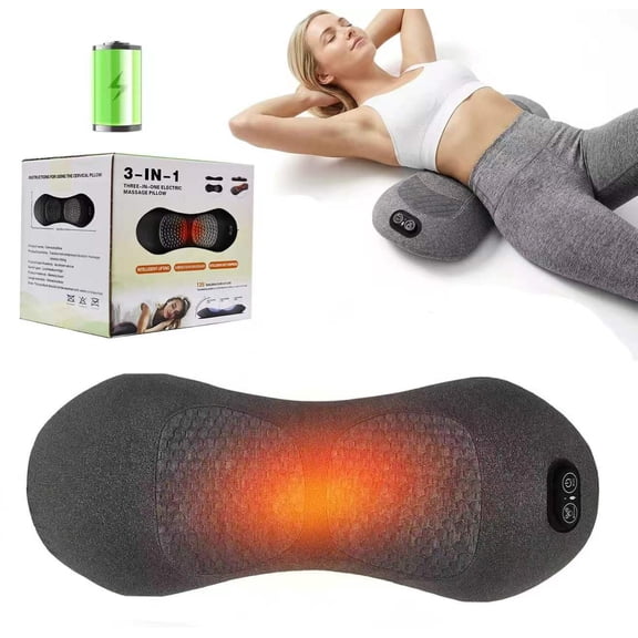 3-in-1 Lumbar Support Pillow, Triple Fusion Back Massager, Ergonomic Memory Foam Spine Support for Gentle Stretch, Posture & Relaxation Shoulder Discomfort