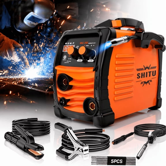 3-in-1 MIG/TIG/Stick Welder Suitable for Beginners, 110V Gasless Portable Welding Machine with IGBT Inverter, Synergic Control & Wire Feed System, Complete Tool Set with LED Display for Workshop