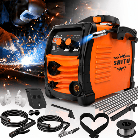 3-in-1 MIG/TIG/Stick Welder Suitable for Beginners, 110V Gasless Portable Welding Machine with IGBT Inverter, Synergic Control & Wire Feed System, Complete Tool Set with LED Display for Workshop