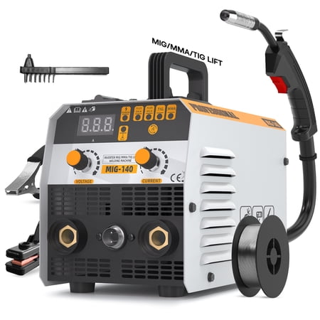 135A 3-in-1 Multi-Process MIG Welder (Flux Core / Gasless MIG/Lift TIG/Stick Welding Machine) – Synergic Control, Portable 110V IGBT DC Inverter