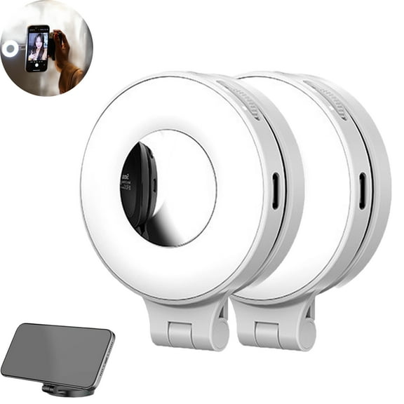 3-in-1 Magnetic Beauty Selfie Light for Phones – 360° Foldable Magnetic Phone Ring Light with Mirror ,Portable Rechargeable LED Light with 3 Adjustable Modes for Makeup & Selfies