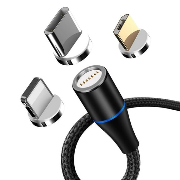 ADEYZ 3-in-1 Magnetic Charging Cable, 6.6 Ft, USB to Micro USB & Type C, Set with LED
