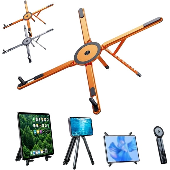 3-in-1 Magnetic Foldable Laptop Stand, 2026 Upgraded Aluminum Alloy Magnetic Stand, 8-Level Height Adjustable Aluminum Laptops Riser, Foldable Magnetic Holder for Home Office and Travel (2PCS-C)