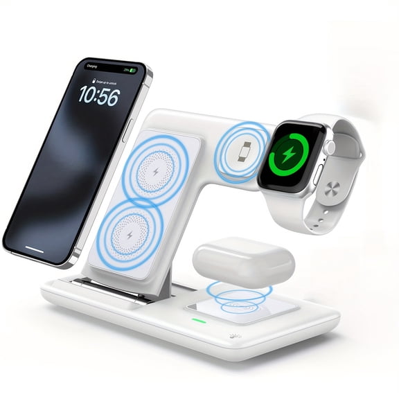 3-in-1 Magnetic Folding Wireless Charging Station — Compatible with iPhone 15-11/Pro/Max/Mini/Plus | AirPods 3/2/Pro | Apple Watch 1-9 | With LED Indicator | Fast Charging Stand | Desktop Charging