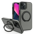 thumbnail image 1 of 3-in-1 [Magnetic+KickStand+Ring Holder] for iPhone 13 PU Leather Case, Compatible with MagSafe, Invisible 360° Rotatable Ring Stand Shockproof Protective Magnetic Cover,Grey, 1 of 6