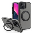 thumbnail image 1 of 3-in-1 [Magnetic+KickStand+Ring Holder] for iPhone 14 PU Leather Case, Compatible with MagSafe, Invisible 360° Rotatable Ring Stand Shockproof Protective Magnetic Cover,Grey, 1 of 6