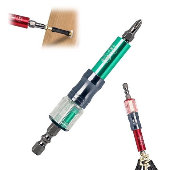 3-in-1 Magnetic Screwdriver Bit Holder with Depth Stop, Quick-Change Hex Shank Drill Adapter for Woodworking and DIY, Green