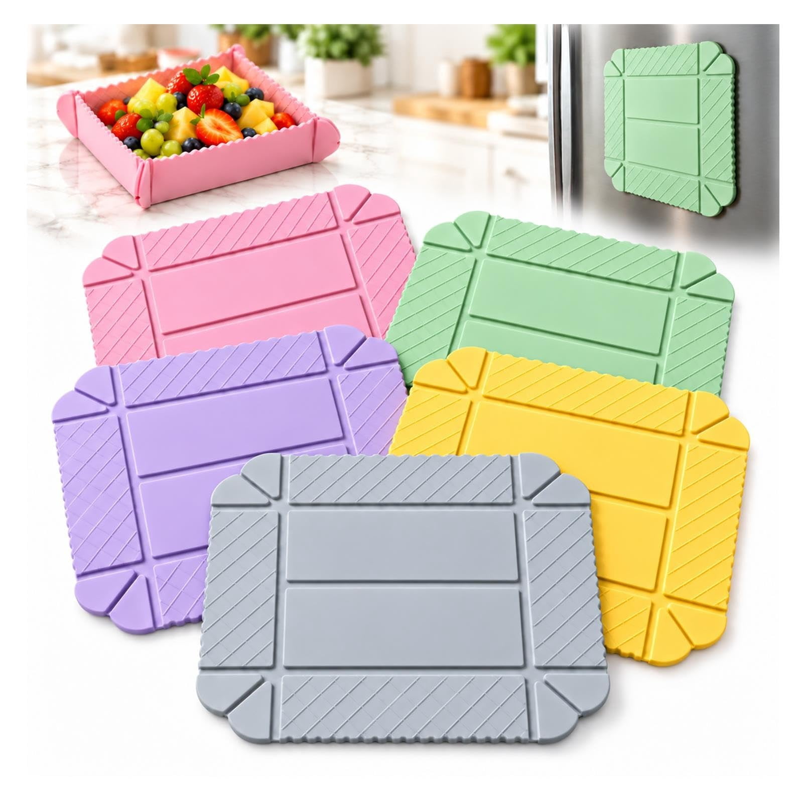 3-in-1 Magnetic Silicone Trivet Cutting Board Foldable Serving Tray Hot ...