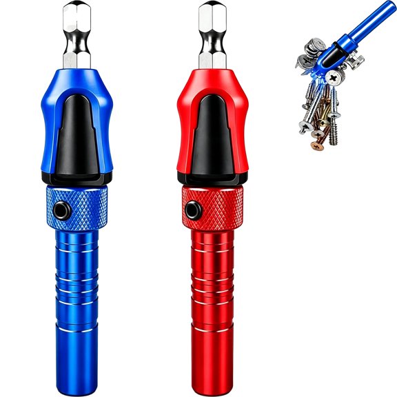 3-in-1 Magnetic Socket Bit Set, 2 Pcs Adjustable Depth 1/4-Inch Hex Bit Holder Extension