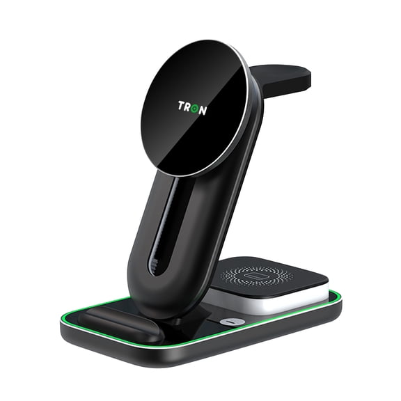 TRON 4 in 1 Magnetic Wireless Charging Station, 18W Fast Wireless Charger Stand with Night Light for iPhone 16 15 14 13 Pro Max, Smart Watch, Earbuds, Android, Bedside Desk Charging Dock