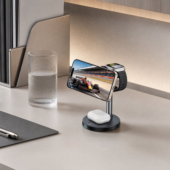 3-in-1 Magnetic Wireless Charger, Qi 2.2 25W Fast Charging Station with ...