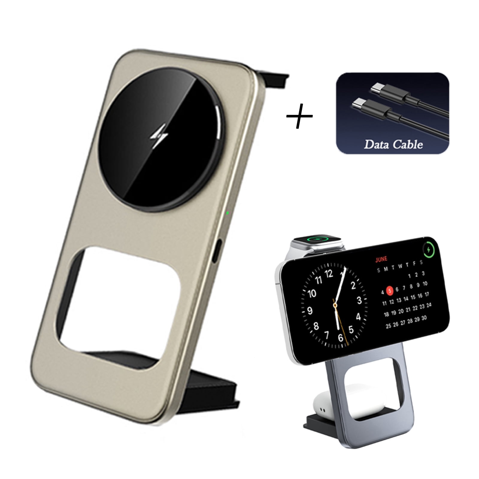 3-in-1 Magnetic Wireless Charging Station, Foldable Fast Charger Stand Compatible with MagSafe iPhone 17-12, Android Phones, Apple Watch & AirPods
