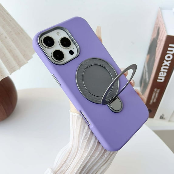 3-in-1 Magnetic for iPhone 11 Case with Rotatable Ring Holder Stand, Drop-Proof Shockproof Protective Case, Compatible with Mag-Safe Kickstand Phone Cover for iPhone 11, Purple