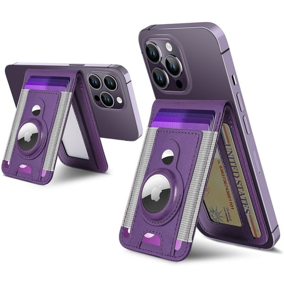 ExtreLife 3-in-1 Magsafe Phone Wallet Stand with Airtag Holder, Magnetic Card Holder Compatible for iPhone 16/15/14/13/12 Series