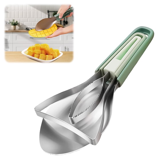 3-in-1 Mango Slicer Peeler, Peeler and Pit Remover Tool, Mango Splitter with Micro-Serrated Stainless Steel Blade, Fruit Slicer Cutter Pitter for Watermelon cutter Peach Slicers and More.