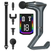Cshidworld 3-in-1 Massage Gun with Extension Handle Holder, Deep Tissue Massager Gun , Professional Percussion Muscle Massage Gun for Athletes, LED Display Portable Electric Sport Massager