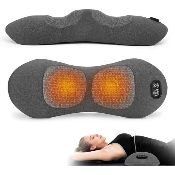 3-in-1 Massager Lumbar Support Pillow, Rechargeable Back Cushion with Heat and Vibration for Chair Car Office