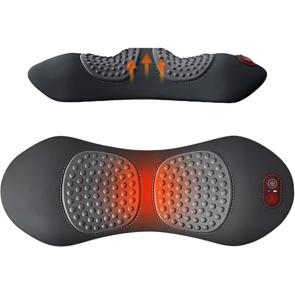 3-in-1 Massager Lumbar Support Pillow, Smooth Spine Triple Fusion Back Massager with Vibration and Traction Functions for Lower Back Support