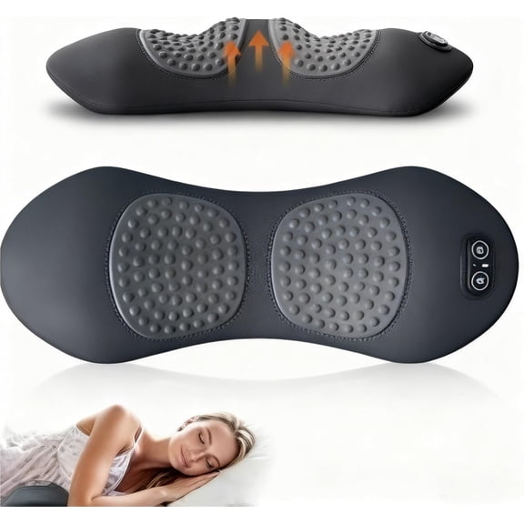 3-in-1 Massager Lumbar Support Pillow - Triple Fusion with Heat, Vibration & Traction, Relieves Lower Back Pain & Muscle Tension for Office Chair & Home Use.