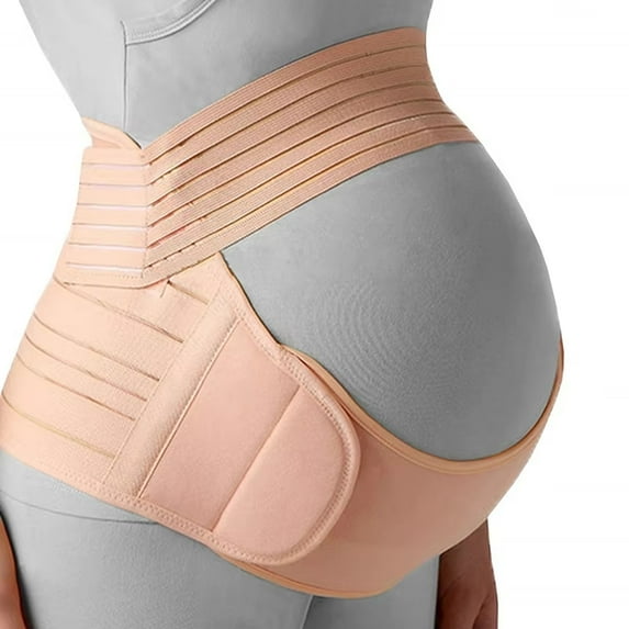 3-in-1 Maternity Belt Pregnancy Support Band with Belly Band Brace for Pain Relief and Postpartum Recovery Adjustable Waist Band (Beige,M)
