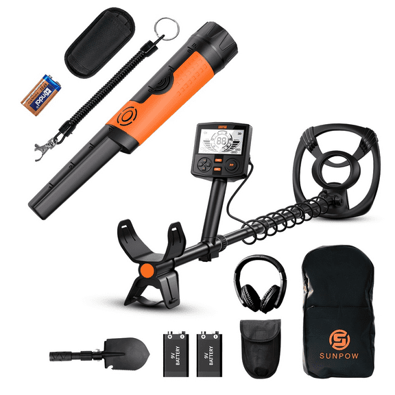3-in-1 Metal Detector Kit: Metal Detector for Adults with 360 Metal Detector Wand, 5/4 Detection Modes, LCD Display, Anti-Interference, 2 Mode Handheld Pinpointer - Perfect Birthday Gift for Treasur