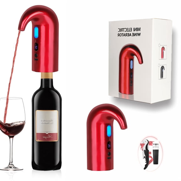 3-in-1 Mini Electric Wine Aerator, Decanter & Dispenser Set: USB Rechargeable Automatic Wine Pourer, With Wine Opener, Wine Stopper, Deal Gift For Wine Lover