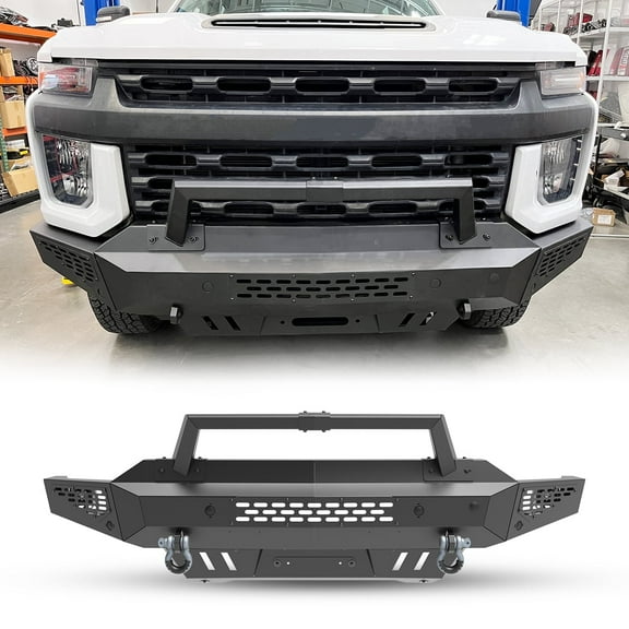 3 in 1 Modular Front Bumper+Side Wings+Bull Bar For 2020-2024 Chevy Silverado 2500/3500/2500 HD/3500 HD w/2*D-Rings
