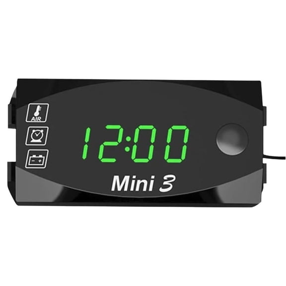 3-in-1 Motorcycle Waterproof Digital LED Voltmeter, Thermometer & Time Clock