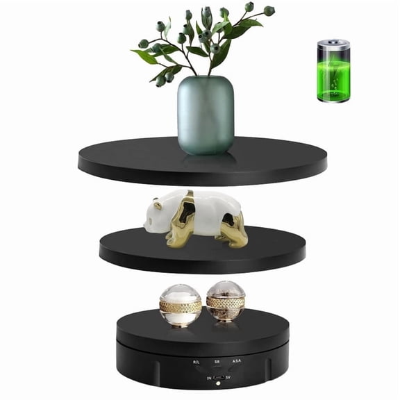 3 in 1 Motorized Rotating Display Stand with 5.74/7.08/8.66 inch Replacement Cover,Max 22lbs Load , 3D Models, Cake -Black