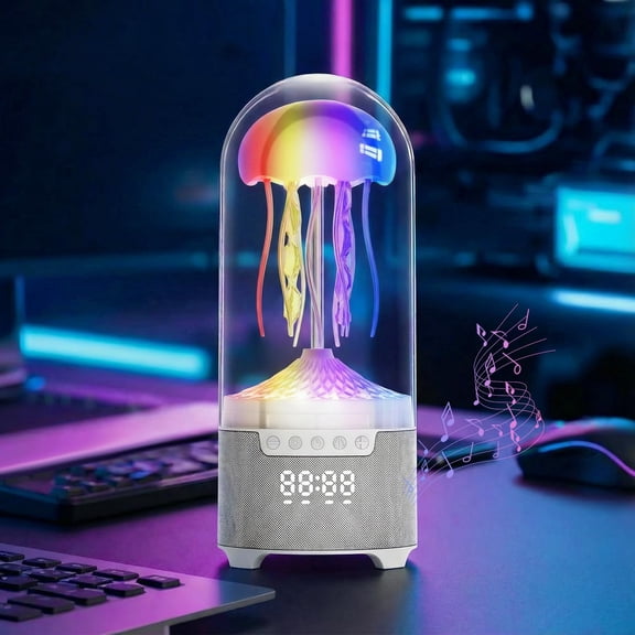 3in1 Bluetooth Speaker, RGB Breathing Night Light with LED Digital Alarm Clock, TypeC Rechargeable Portable Mini Wireless Speaker