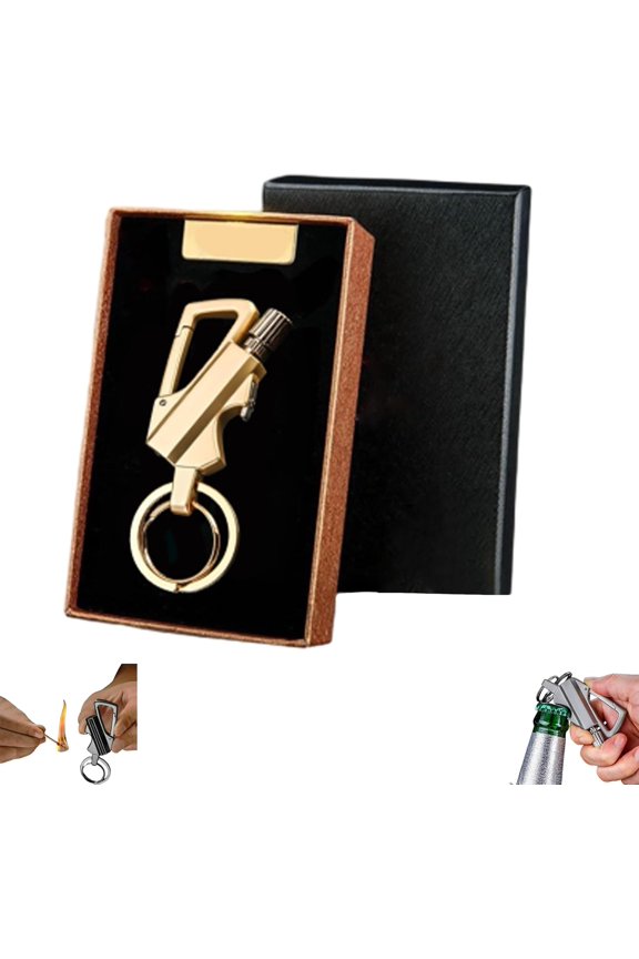 3-in-1 Multi-Tool Keychain, Bottle Opener and Lighter, Metal, for Outdoor