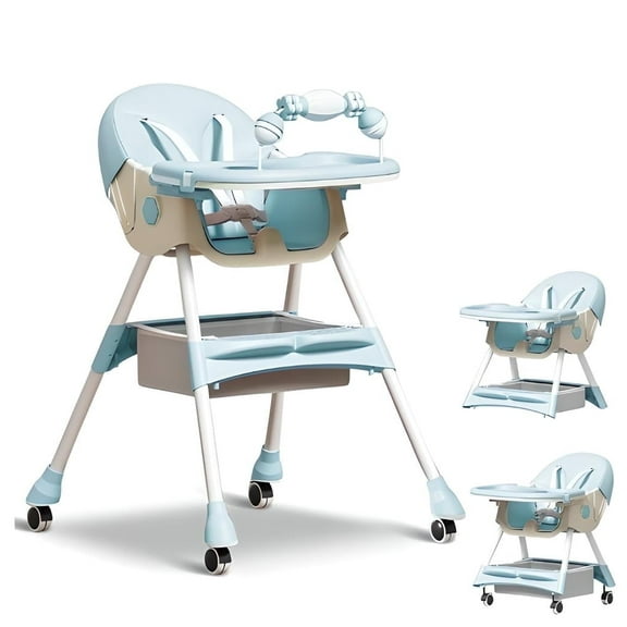 3-in-1 Multi-Use Folding High Chair, Toddler Dining Booster Seat for Eating, Green