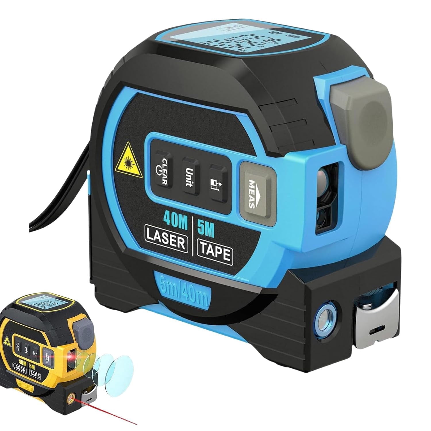 3-in-1 Multi-functional Measuring Tape with Laser Level Crosshair and LED Display, Digital Measuring Tape  with Cross Line, AutoLock, Measure Area, Volume, Pythagorean